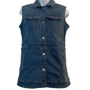 Denim&Co XXS‎ Sleeveless Denim Button Down Shirt Light Blue Collared Tank